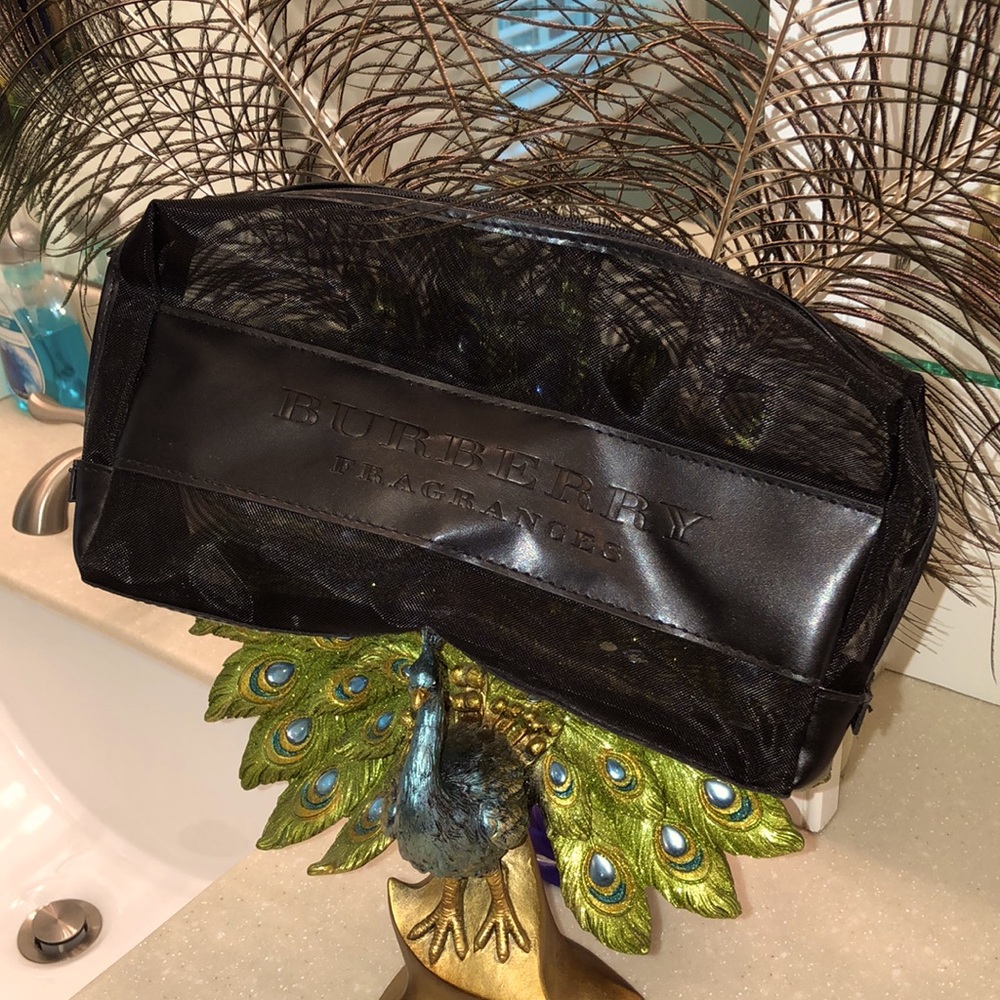 black, vintage Burberry bag, could be used as small purse, hand, or makeup bag.